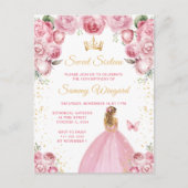 Roze Blond Haar Prinses Sweet Sixteen Briefkaart (Voorkant)