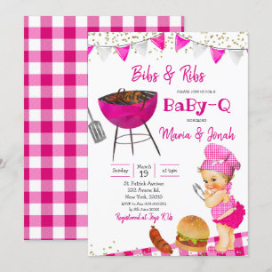 Roze blonde BBQ Co-ed Baby shower Uitnodiging