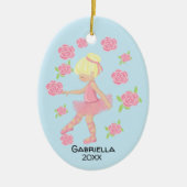 Roze Blonde Haire Ballerina Kerstmis Keramisch Ornament (Voorkant)