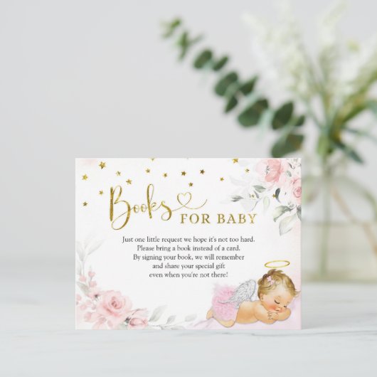 Roze Blondine Angel Baby Heaven Verzonden Boeken v Uitnodiging Briefkaart (Staand voorkant)