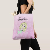 Roze Blondine Zeemeermin Gepersonaliseerde Canvas  Tote Bag (Dichtbij)