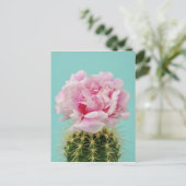Roze Bloom Atop Spiky Cactus Briefkaart (Staand voorkant)