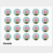 Roze Bloom Atop Spiky Cactus Ronde Sticker (Vel)
