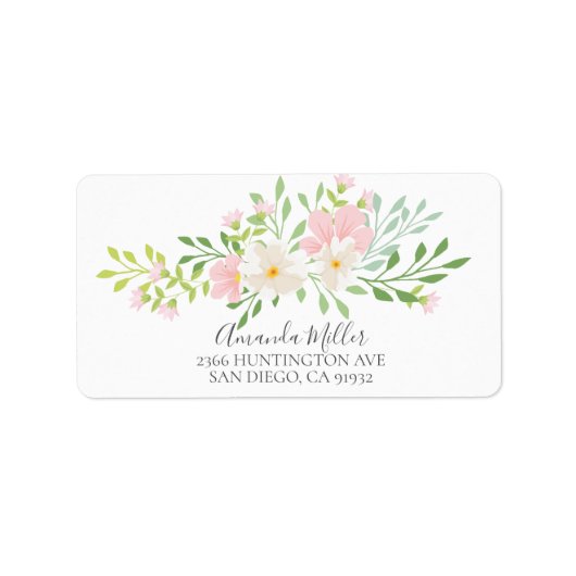  Roze Bloom Floral retour adreslabel Etiket (Voorkant)