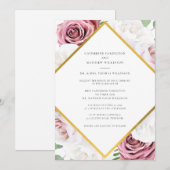 Roze Bloom Moderne Bloemen Bruiloft Kaart (Voorkant / Achterkant)