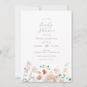 Roze blooming Flowers Baby shower Invitation Kaart (Voorkant)