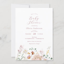 Roze blooming Flowers Baby shower Invitation Kaart