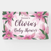 Roze Blooming Lilies Baby shower Spandoek (Horizontaal)