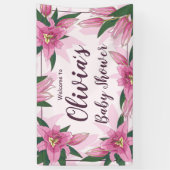 Roze Blooming Lilies Baby shower Spandoek (Verticaal)
