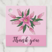 Roze Blooming Lily Dank u. Bedankjes Labels (Voorkant)