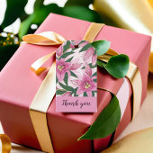 Roze Blooming Lily Dank u. Cadeaulabel