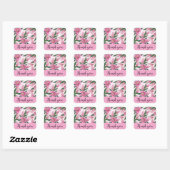 Roze Blooming Lily Dank u. Vierkante Sticker (Vel)