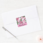 Roze Blooming Lily Dank u. Vierkante Sticker (Envelop)