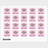 Roze Blooming Lily Dank u. Vierkante Sticker (Vel)