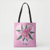 Roze Blooming Lily Sweet Heart Grocery Bag Tote Bag (Voorkant)