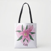 Roze Blooming Lily Sweet Heart Grocery Bag Tote Bag (Voorkant)