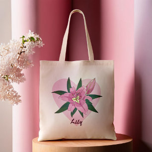 Roze Blooming Lily Sweet Heart Grocery Bag Tote Bag