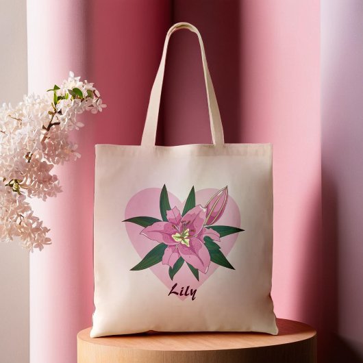 Roze Blooming Lily Sweet Heart Grocery Bag Tote Bag