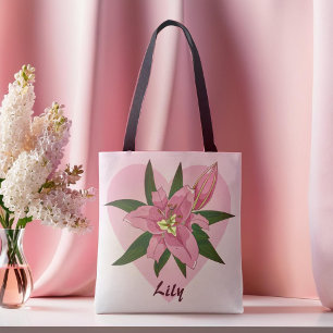 Roze Blooming Lily Sweet Heart Grocery Bag Tote Bag