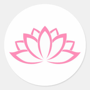 Roze blooming Lotus Flower-symbool Ronde Sticker