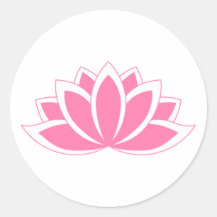 Roze blooming Lotus Flower-symbool Ronde Sticker