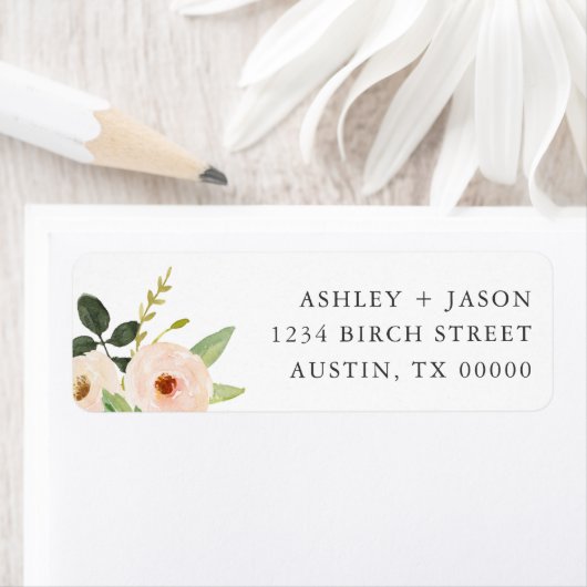 Roze Blooms Floral Retouradres Labels (Insitu)