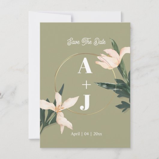 Roze blos bloem cirkel save the date kaart (Voorkant)