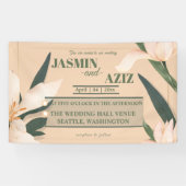 Roze blos bloemen cirkel spandoek (Horizontaal)