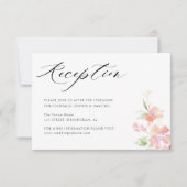 Roze blos Bloemen Grijs bruiloft receptie kaart (Voorkant)