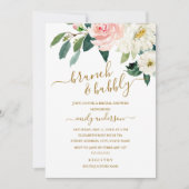 Roze blos bloemenbrunch en bubbelig Vrijgezellenfe Kaart (Voorkant)