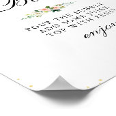 Roze blos bloemige bruiloftsshower Mimosa bar bord Poster (Hoek)