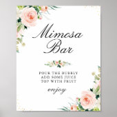 Roze blos bloemige bruiloftsshower Mimosa bar bord Poster (Voorkant)