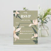 Roze blos bloemige cirkel RSVP kaart (Staand voorkant)