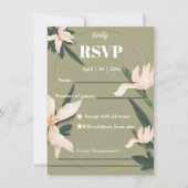 Roze blos bloemige cirkel RSVP kaart (Voorkant)