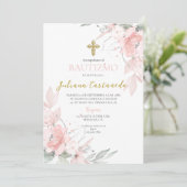 Roze blos bloesemdoop en espanol kaart (Staand voorkant)