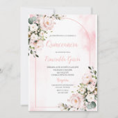 Roze blos eerste quinceanera uitnodiging (Voorkant)