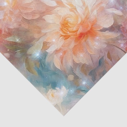 Roze Blos Perzik Oranje Bloemig  Tissuepapier (Detail)