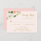 roze blos roos maaltijd keuze RSVP kaart (Voorkant / Achterkant)