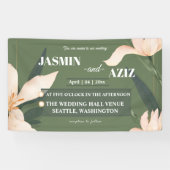 Roze blos roze bloem cirkel spandoek (Horizontaal)