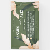 Roze blos roze bloem cirkel spandoek (Verticaal)