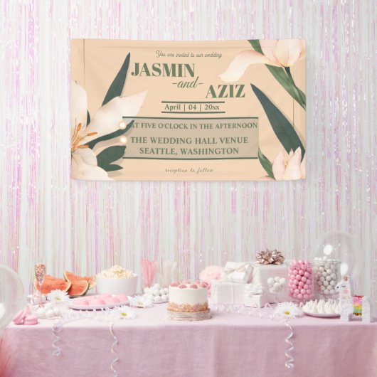 Roze blos roze bloem cirkel spandoek (Feest)