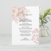 Roze Blos Roze Magnolia Bloemen Bruiloftsmenu Menu (Staand voorkant)