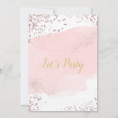 Roze blos waterkleurstreek met glitter kaart (Achterkant)