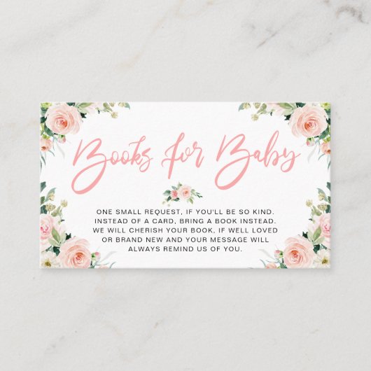 roze blosems bloemen boeken voor baby kaart visitekaartje (Voorkant)