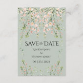 Roze Blosems Wilde Bloemen Salie Groene Trouwdag Save The Date (Voorkant)