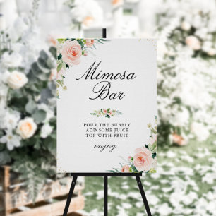 Roze blosemt bloemige bruids-shower Mimosa bar bor Poster