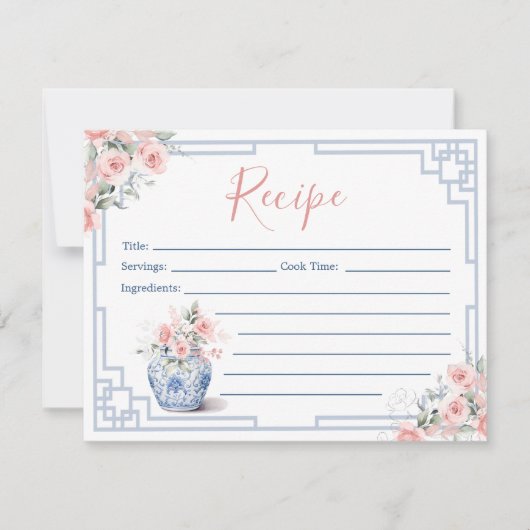 Roze Blosemtong Pot Chinoiserie Receptkaart Kaart (Voorkant)