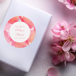 Roze Blossom Baby in Bloom Baby shower Bedankjes Labels