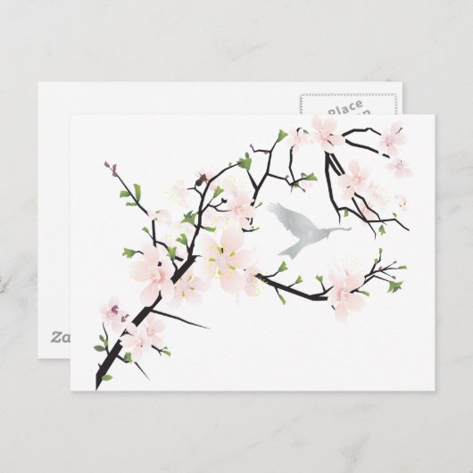 Roze Blossom Bird Briefkaart (Voorkant / Achterkant)