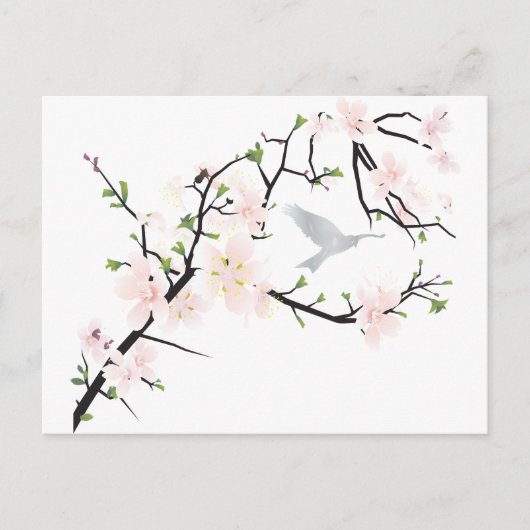 Roze Blossom Bird Briefkaart (Voorkant)
